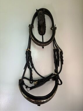 Halter Ego, Damascus Metallic Gold Patent Leather Holiday Rolled Snaffle, Cob